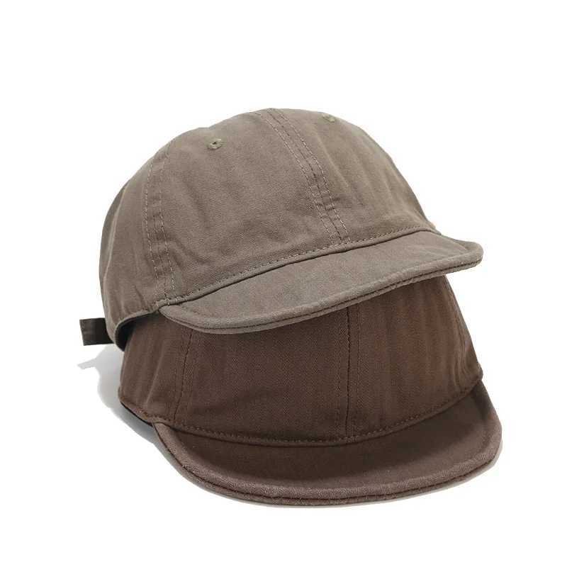 Japanese style retro short Brimmed Peaked hat mens and womens washable hazardous workwear hat soft top soft Brim baseball cap W241225