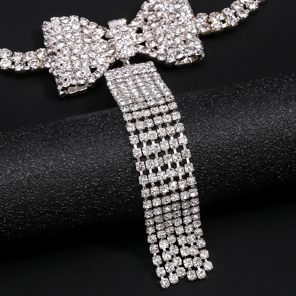 Simple Y2k Tassel Bow Waist Chain Double-Row Body Woman Accessories Sexy Jewelry Bling Rhinestone Belly Chain Bikinis Beach 241225