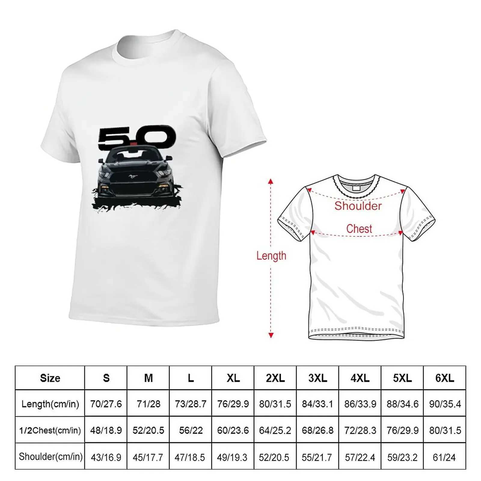 Black Mustang S550 Boys Hippie T-shirt Retro Solid Color Mens T-shirt W241225