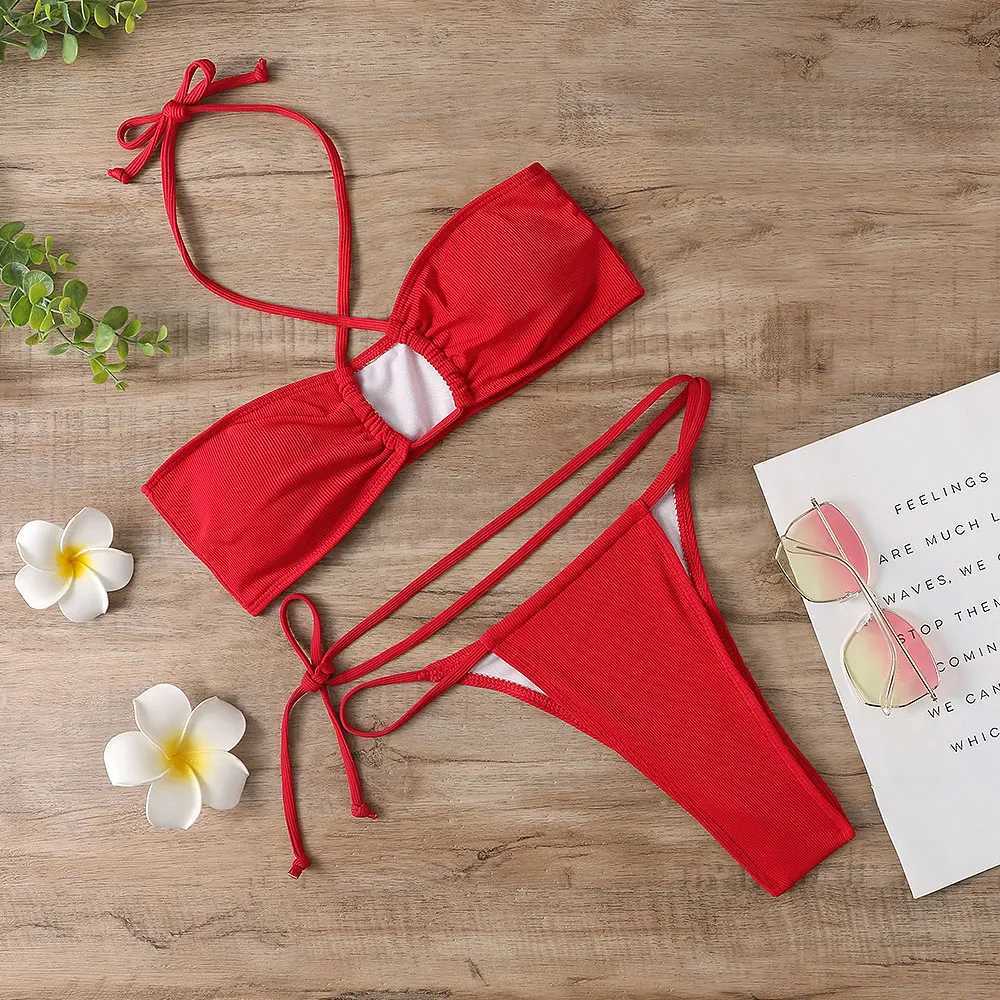 Sexy swimsuit womens 2022 new two-piece bikini womens swimsuit beach swimsuit womens split swimsuitW241225