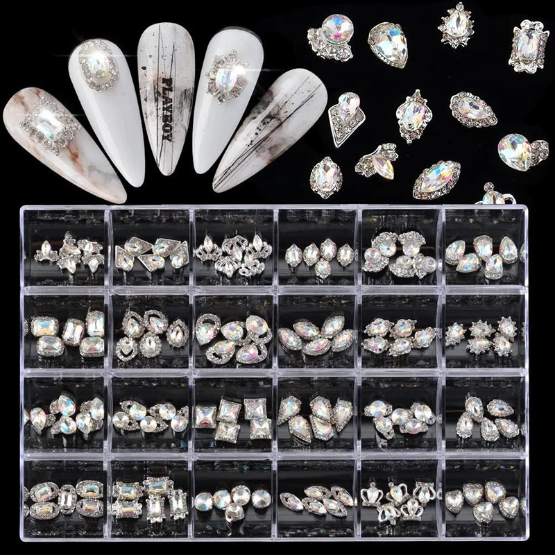 Nail Art Rhinestones Gems Decorations Set Jewelry Nails Charms Crystal Glass Diamond Accessories For DIY Nail Art 241225