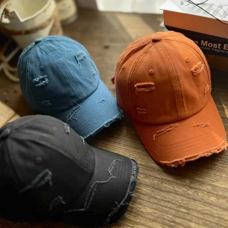 Vintage Tattered jeans baseball cap mens sun hat soft top denim sun Poof Peaked hat womens fashion brand W241225