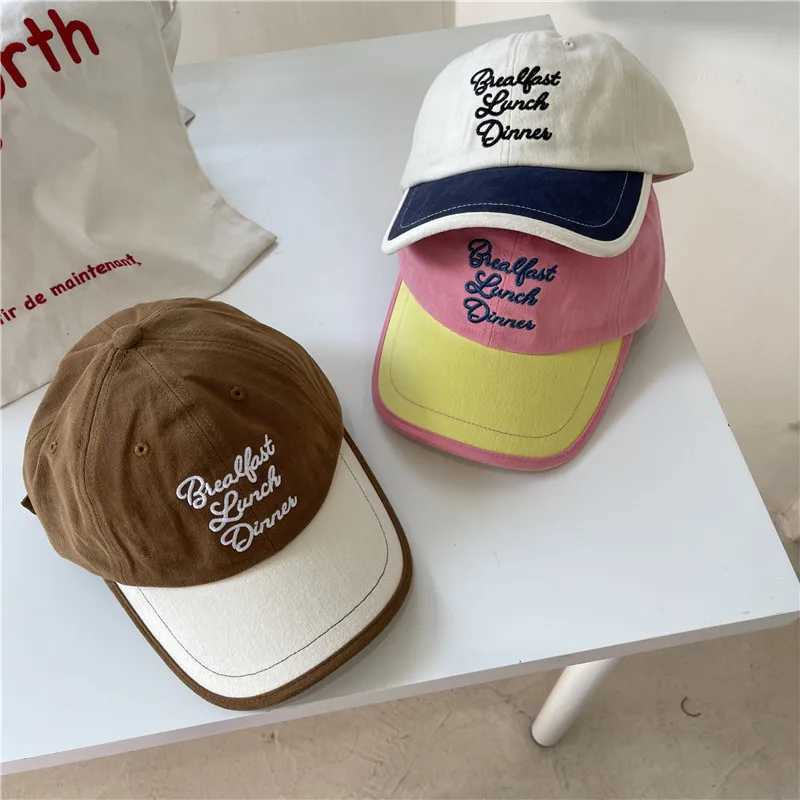 Korean colored square duck tongue hat suitable for men women embroidered letter baseball caps couple outdoor sun hats fashionable leather hats W241225