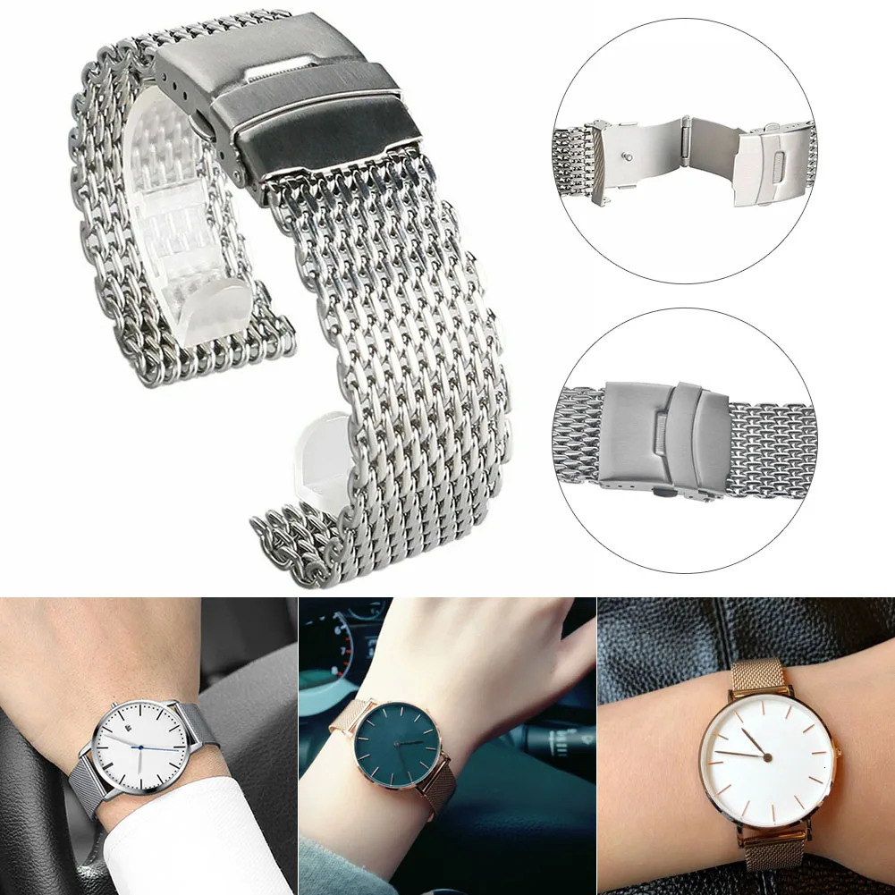 Shark Watch Stainless Steel Shark Mesh Watch Band Strap Accessories 18 20 22 24mm Bracelet 241225