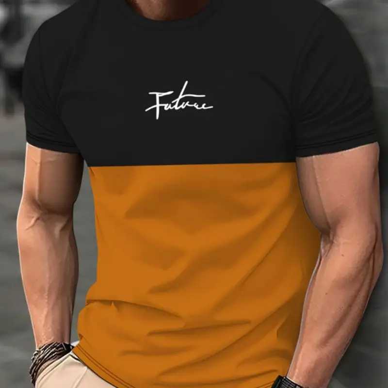 Mens Gradient Color Pattern TShirt Casual Breathable O-Neck Short Sleeve Tee For Outdoor Activities Summer Oversized Streetwear Tops W250616