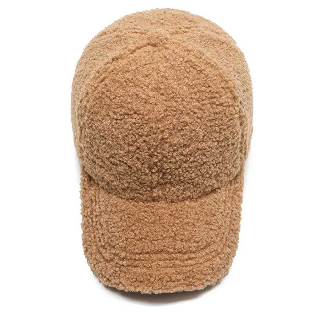 Casual matte cashmere baseball cap thick to keep warm plush snap button sunny Korean style winter leather cap sport W241225