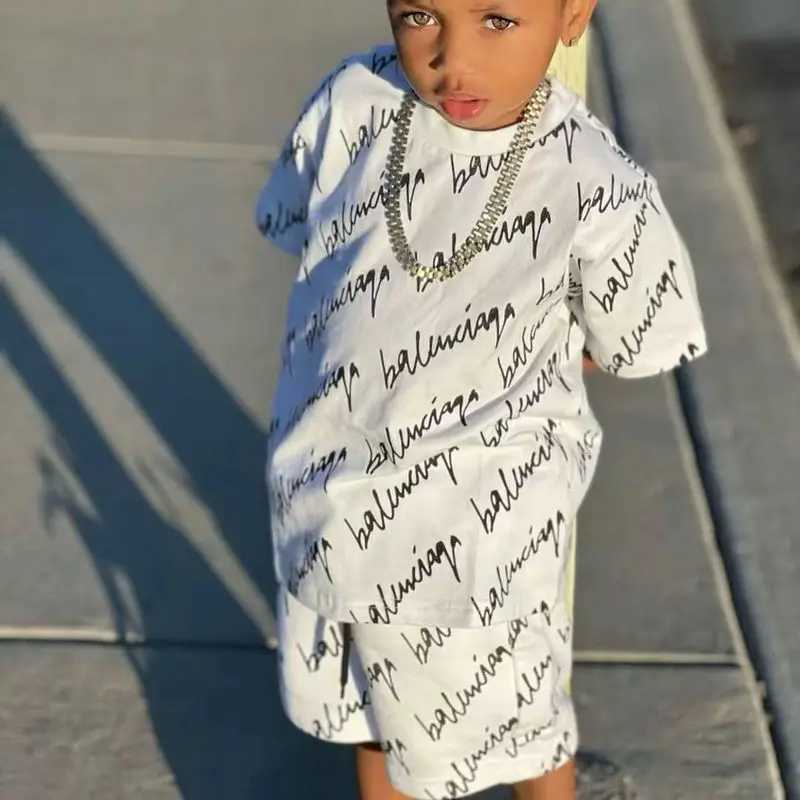 Clothing Sets 1-6 year old baby boy summer short sleeved T-shirt+shorts 2 pieces/set casual clothing for young children and boys loose 2023Y241225229H