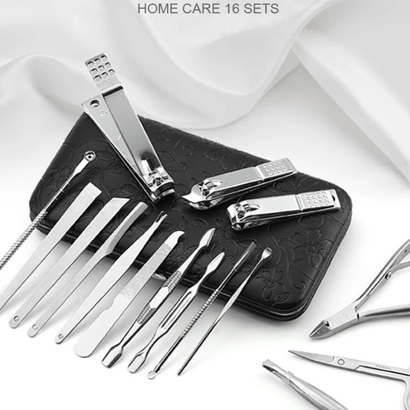 16PCS Nail Clippers Sets Nail Care Kit/Scissors/Trimmer/ Manicure/Pedicure Cutters /Eyelash Trimmer/Nail Tools/Toenail Knife 241225