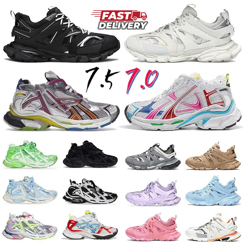With box Womens Mens Casual shoes Runner 7.0 7.5 Track 3.0 LED Multicolor Black White Designer Shoes Burgundy Trainers Loafers plate-forme Paris Luxury Sneakers 36-45