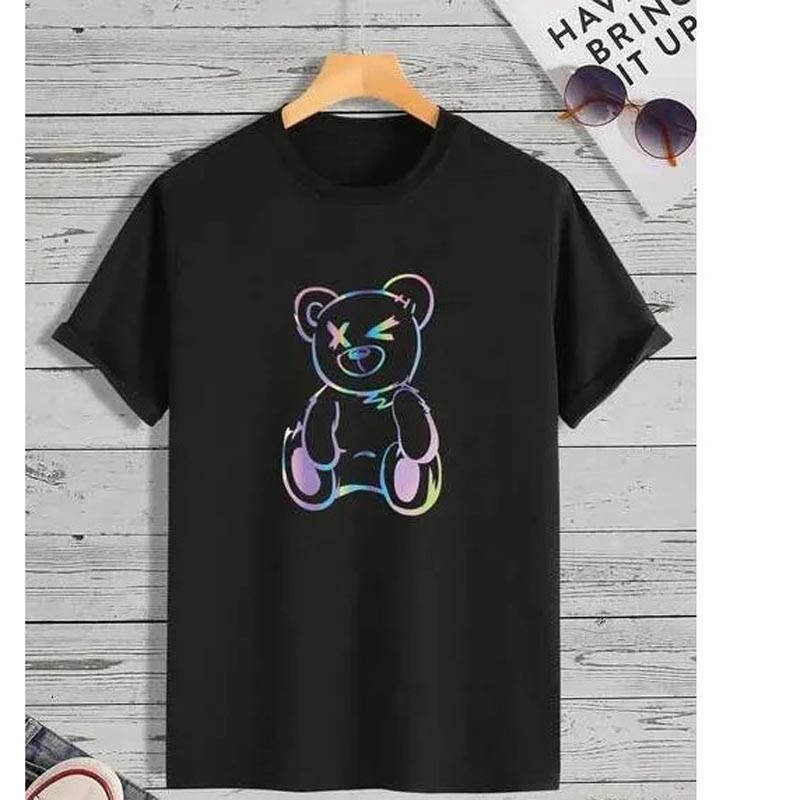 Men's Casual Teddy Bear Print Crew Neck Tee - Short Sleeves, Comfort Fit