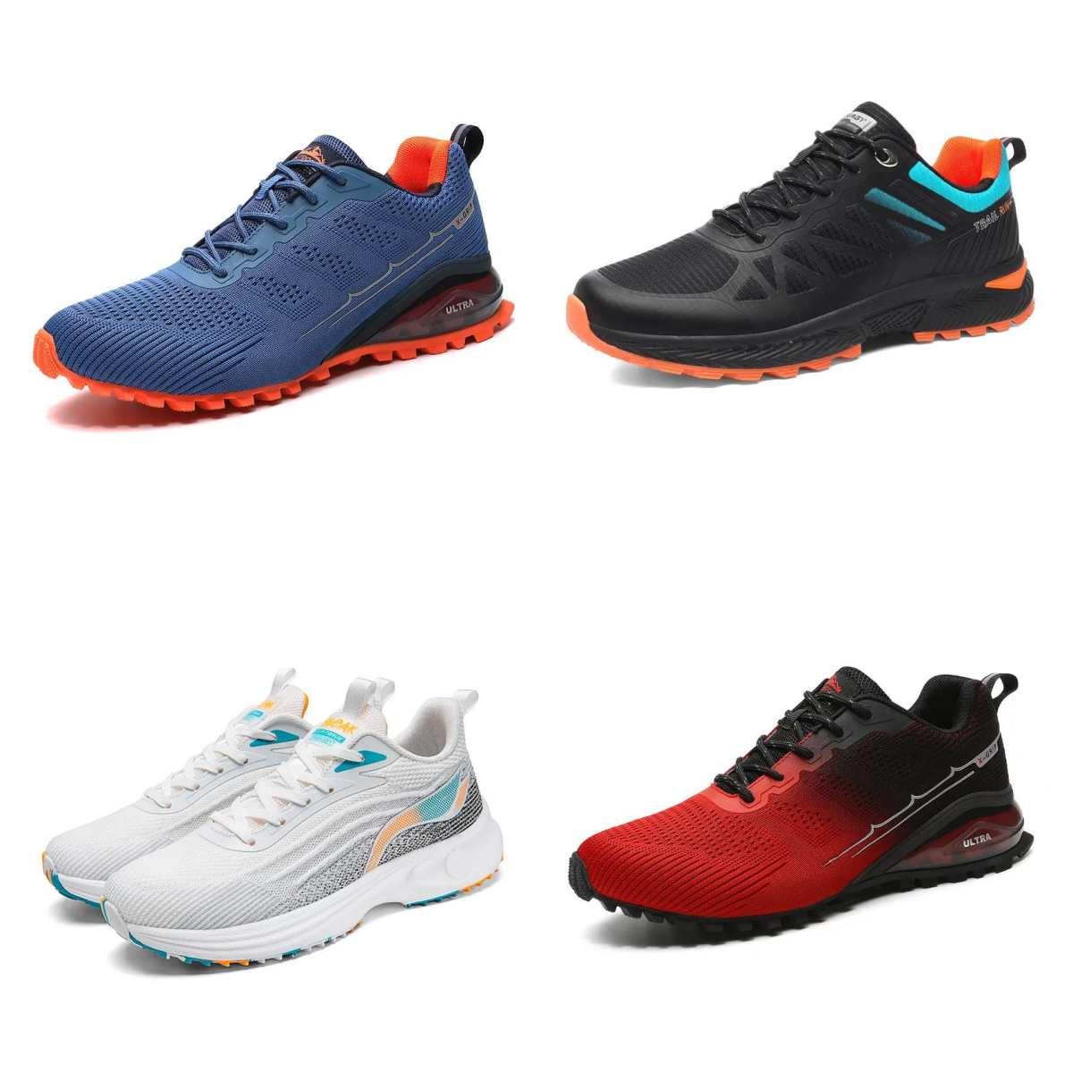 New Running Shoes Men Women Shoes leather Breathable 95 mesh, Black white bottom, wear-resistant Black Sneakers for Outdoor