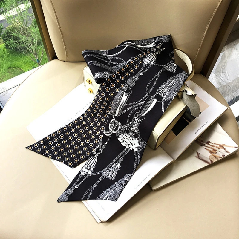 Long faux Silk Ribbon Neckerchief 180*10cm Head Hair Scarfs Hat Bag Scarves 241225