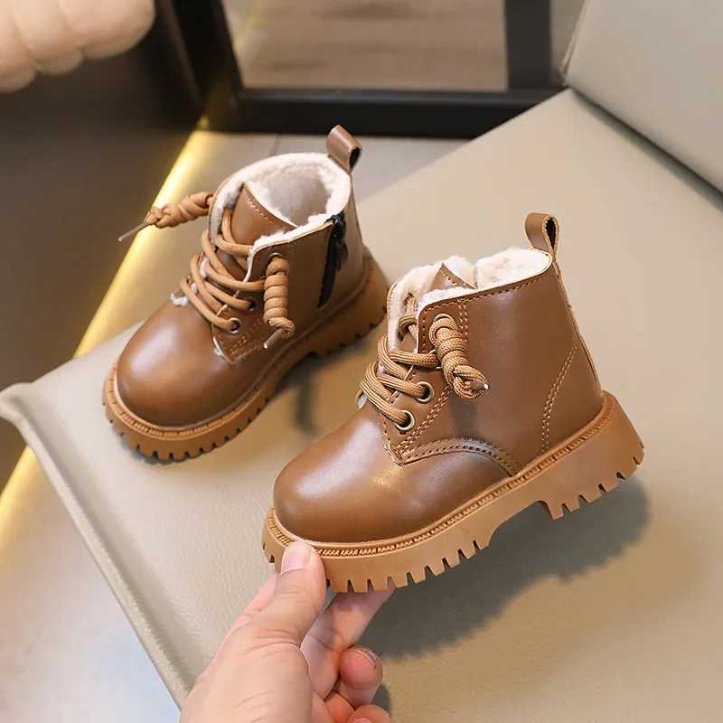Athletic Outdoor Children Winter Martine Boots New Fashion Boys Girls Classic Soft Sole Cotton Boots Kids Lace Up Zipper Slip on Anti Slip Shoes H2412