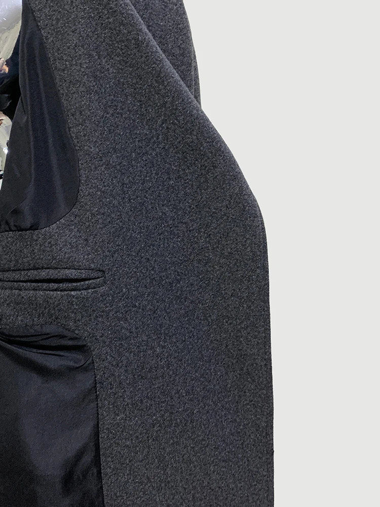 Mauroicardi Spring Winter Oversized Long Warm Grey Wool Blends Coat Men Sashes Elegant Chic Woolen Overcoat 2025 241225