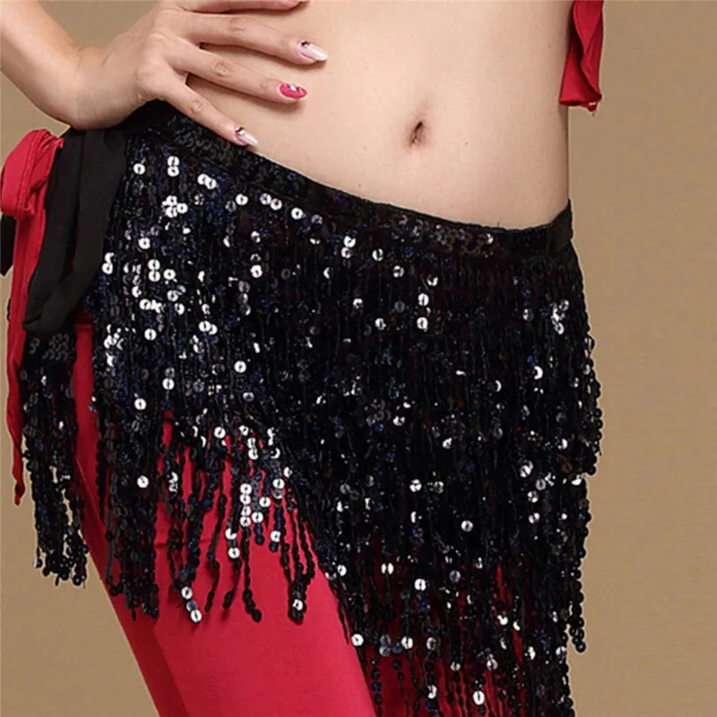 Belly Dance Waist Chain Indian Scarf Sequined Tassel Hip Oriental Accessories 241225