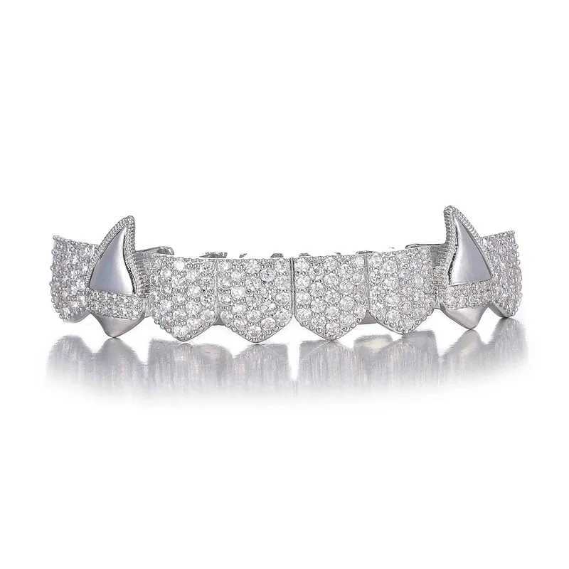 Hip Hop Full CZ Stones Rock Teeth Grillz Cs Cubic Zircon d Out Micro Pave Top Bottom Charm Grills For Men Women JewelryXJ241225
