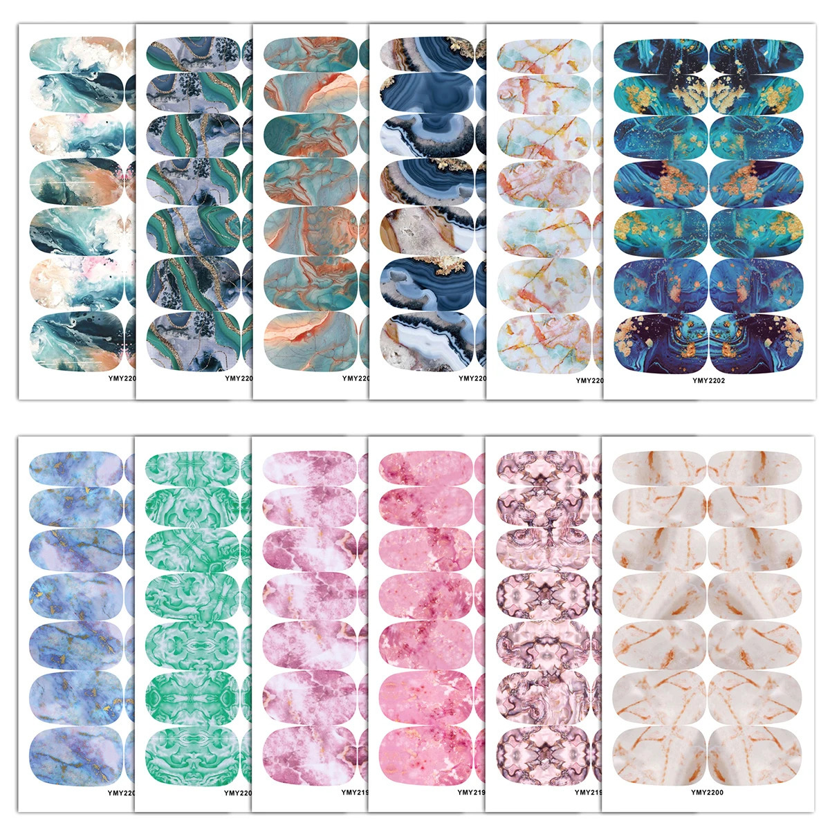 12 Sheets Nail Polish Stickers Self-Adhesive Nail Polish Stickers with Nail File Fully Wrapped Nail Stickers DIY Nail Art Decals 241225