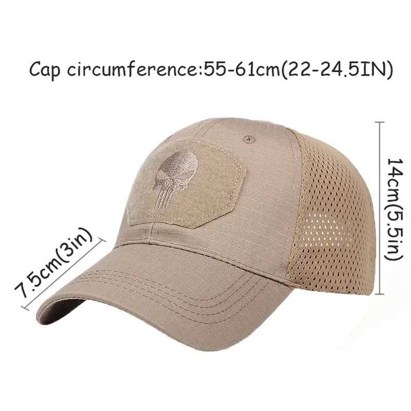 Mens camouflage sealed skull tactical baseball cap womens summer air gun military outdoor mesh snap cap sun shading cap truck cap W241225