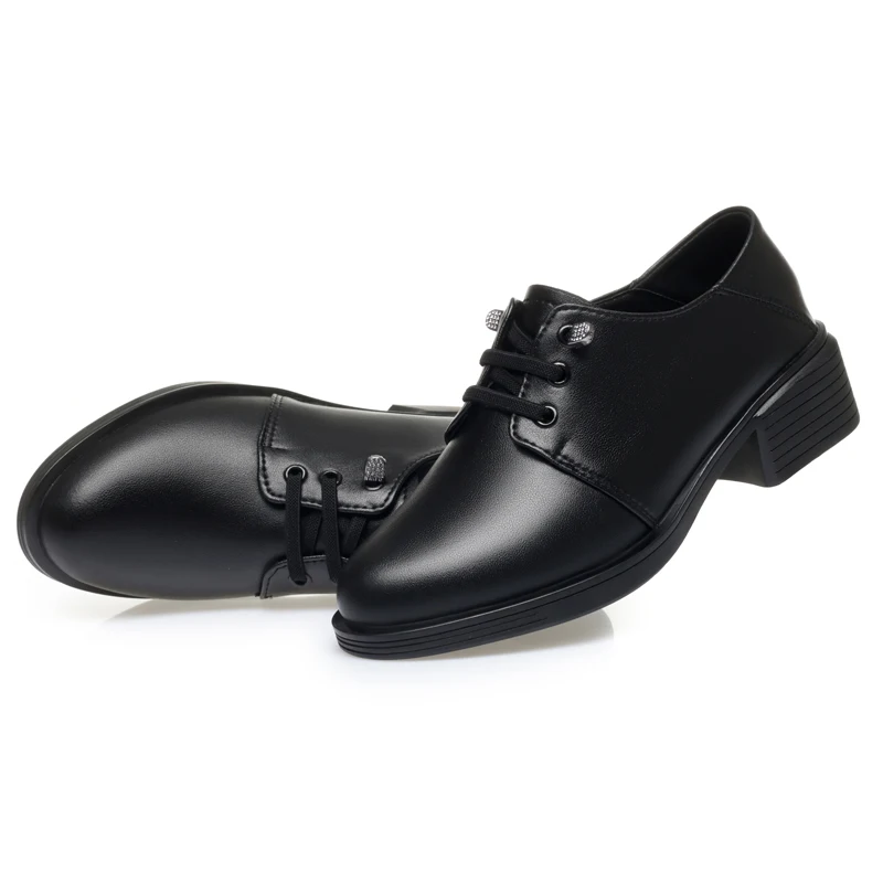 AIYUQI Women Spring Shoes Genuine Leather 2024 New Round Toe British Casual Shoes Women Large Size Women Shoes