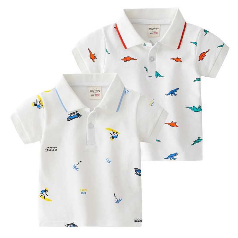 Dinosaur Boys Polo Tshirt Elegant Quali Toddler Tops Graphic Tee Cotton Summer Children Shirt Kids ClothesXJ241225