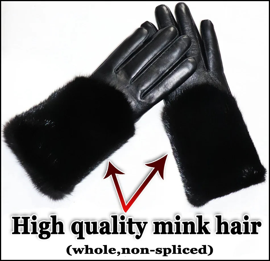 High-end sheepskin mink otter rabbit fur leather gloves winter warm real fur touch screen thin and thick leather gloves 2024 241225