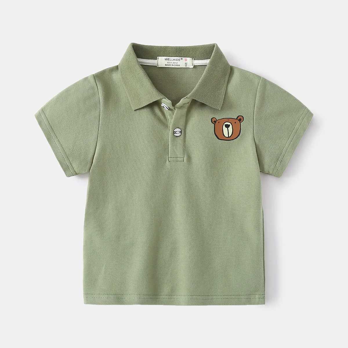Summer Boys Short Sleeve Casual Breathable Cotton Printed T-shirt Kids Contrast Color Polo Shirt Top 3-8 Years 4 ColorsXJ241225