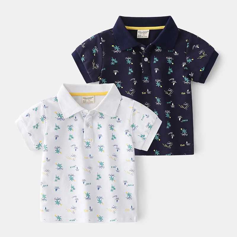 Boys Polo Shirts Turn-down Collar Summer Tree Short-Sleeved Children Top Wears Kids Casual ClothesXJ241225