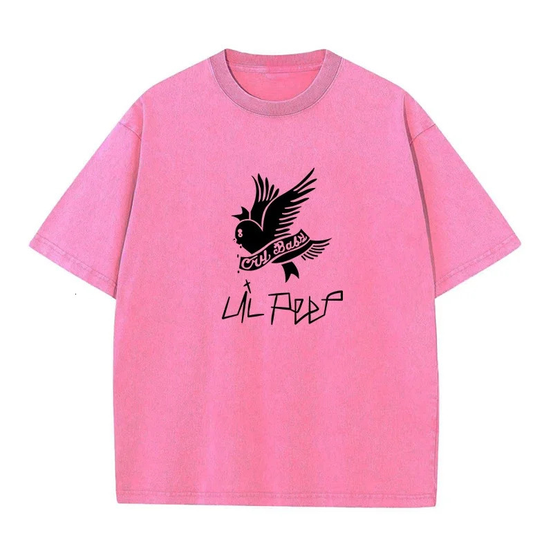 230G Cotton T-shirt Vintage Short Sleeve Lil Peep Cry Y2K American Retro T Shirt Men Women Summer Hip Hop Harajuku Tees 241224
