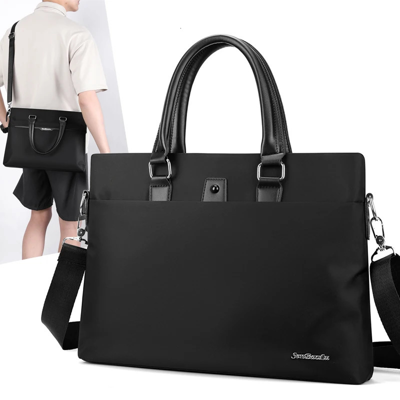 Business Style Men Handbag Bag Briefcases High Quality Nylon Man 14 Laptop Bag Large Capacity Men Briefcase Shoulder Bags Bolsa 241225