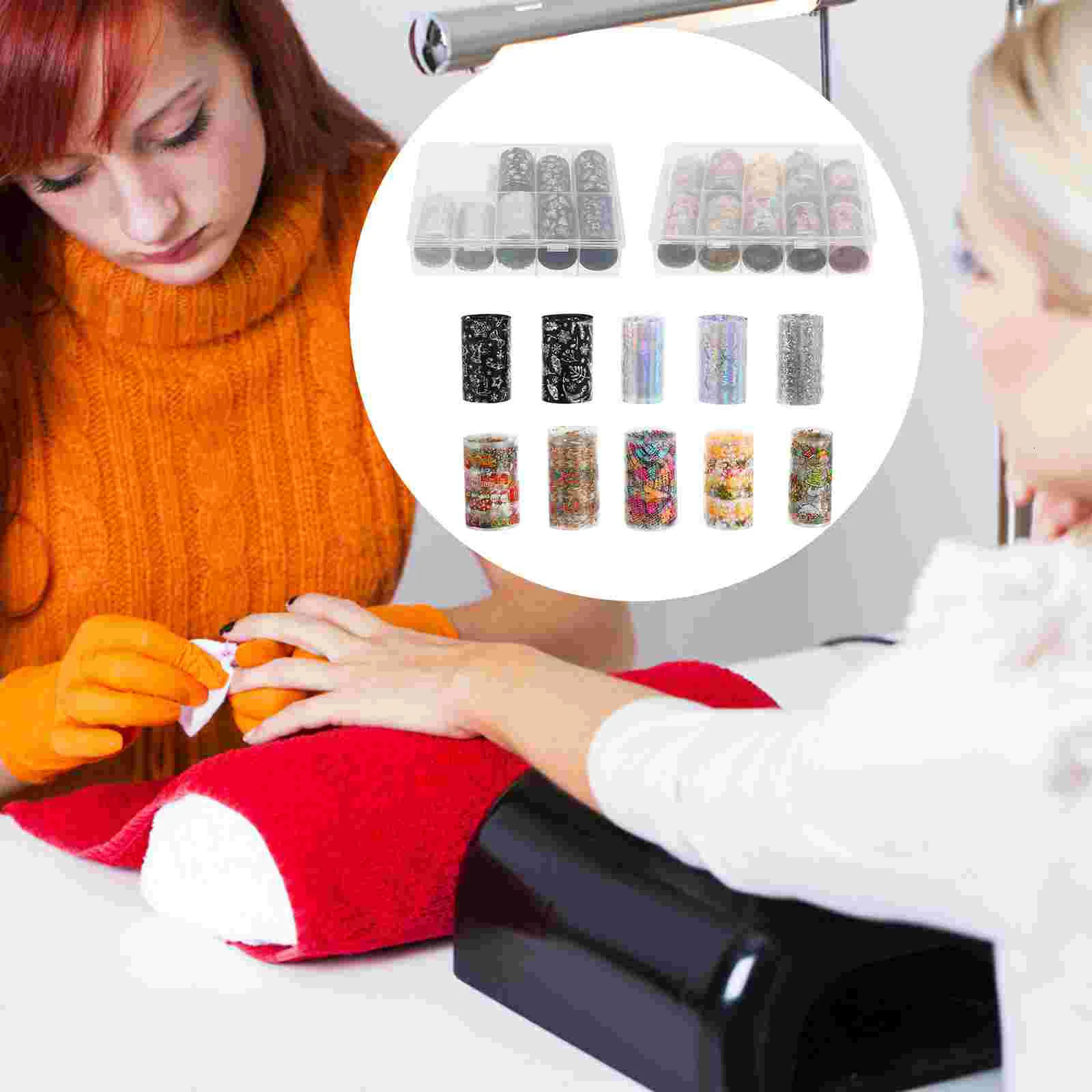 20 Rolls Christmas Nail Stickers Transfer Foil for Nails Holiday Wraps Manicure DIY Decals 241225