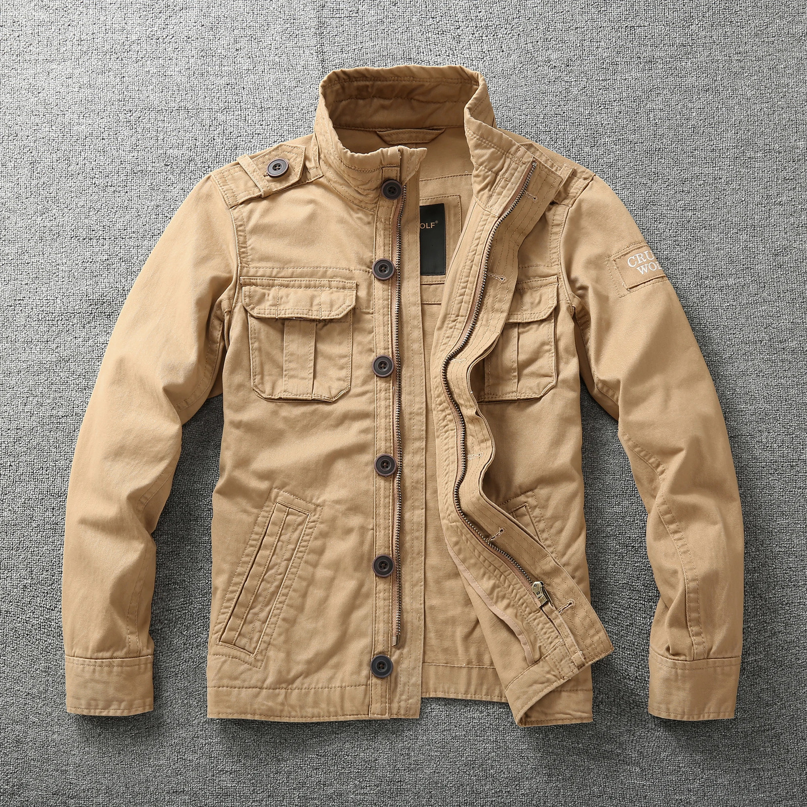 Mens Autumn Casual Jacket Retro Camouflage MultiPockets Cowboy Jackets Fashion Outdoor Cargo Coats 241225