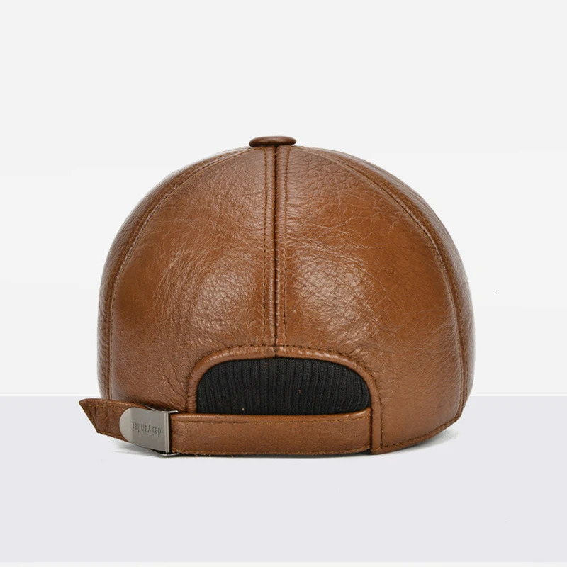 2024 Adjustable Mens Genuine Cowhide Leather Baseball Cap for Fall Winter Outdoor Sports Hat Men Real Cowhide Leather Caps 241225