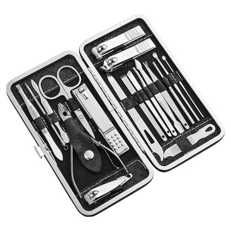 Home Nail Clipper Set of 19 Pieces Large Size Dead Skin Pliers Diagonal to Remove Dead Skin Small Eyebrow Clipper Leather Sleeve 241225