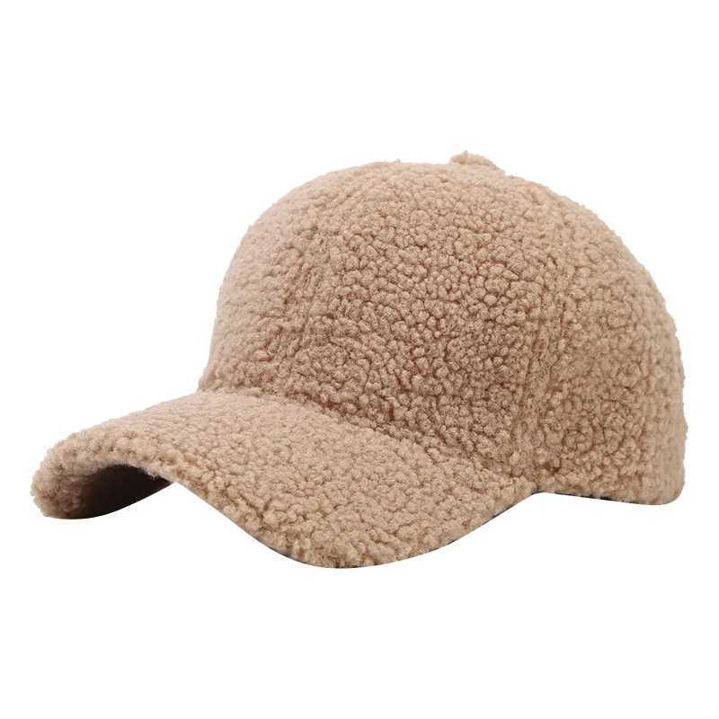 Korean womens fashion autumn and winter solid color cashmere baseball cap warm pea retro curve Brim sun hat W241225