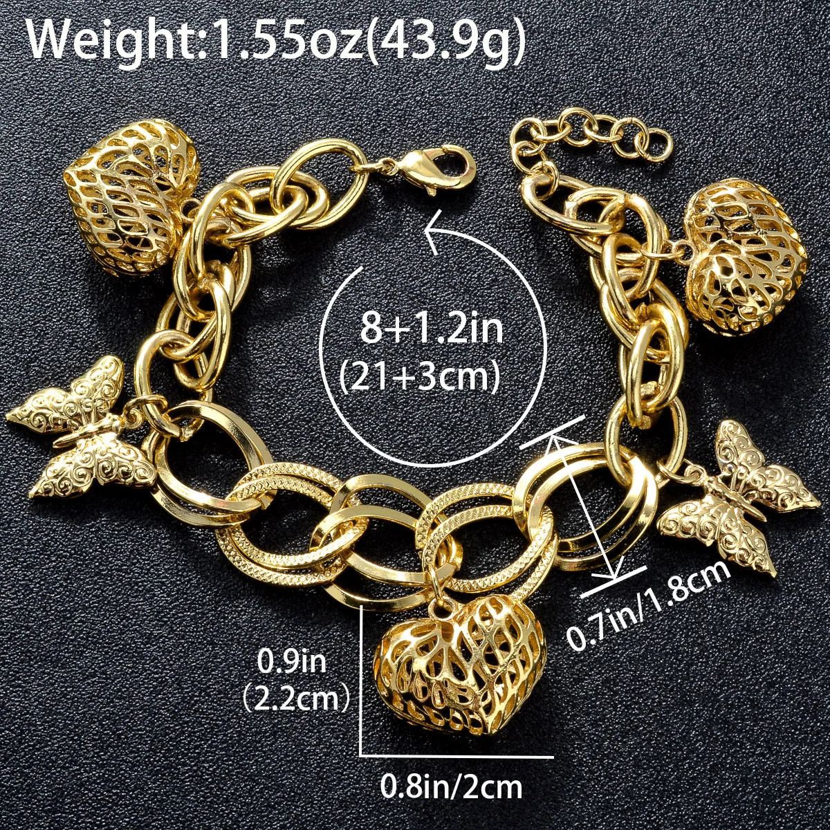 italian Charm Bracelet Jewelry For Women Hip Hop Punk 18K Gold Plated Bracelet Trend Wedding Party Mothers Day Gift 241225