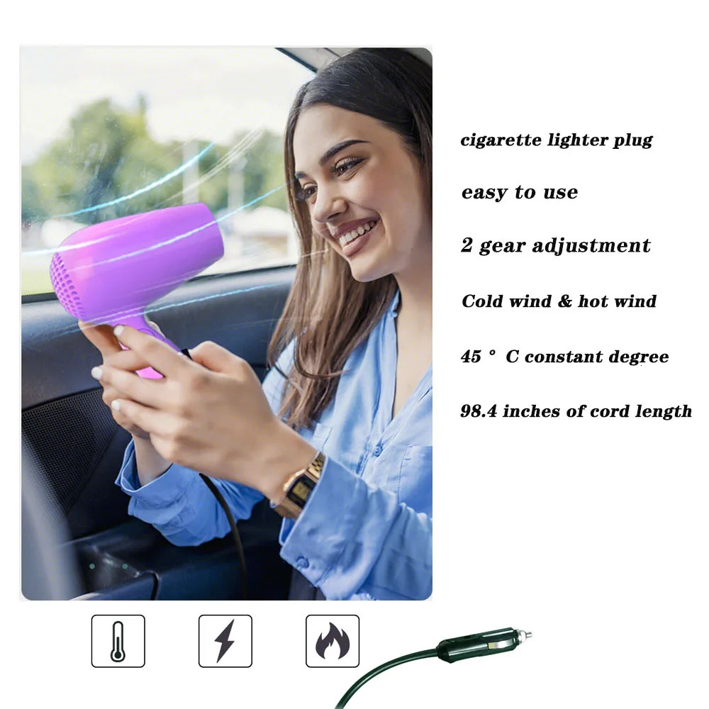 Hair Dryer Car Style Fold Blower Wind and Cold Wind Available Window Defroster Drop ship Self-Driving Travel More Convenient 241225