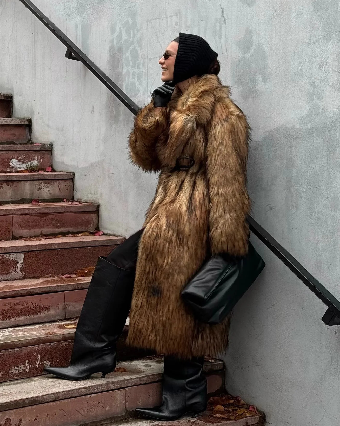 Fashion Solid Lapel Long Faux Fur Overcoat For Women Casual Thicken Warm Fluffy Plush Jackets Lady Winter Outerwear 2024 241223