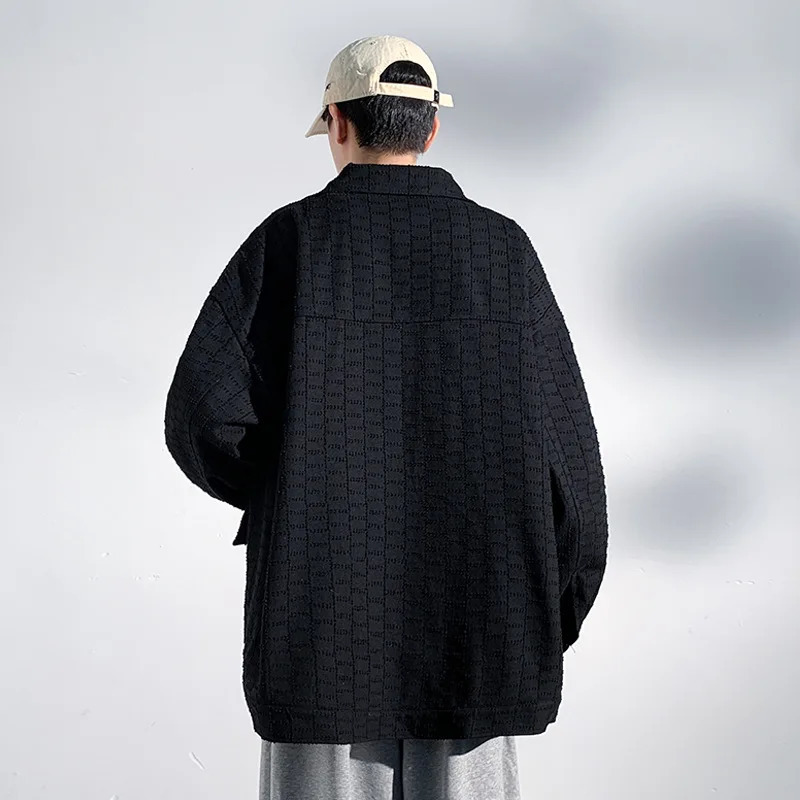 Workwear Jacket Mens Autumn Trend Small Fragrance Style Large Pocket Top Loose Wear Coat 241225