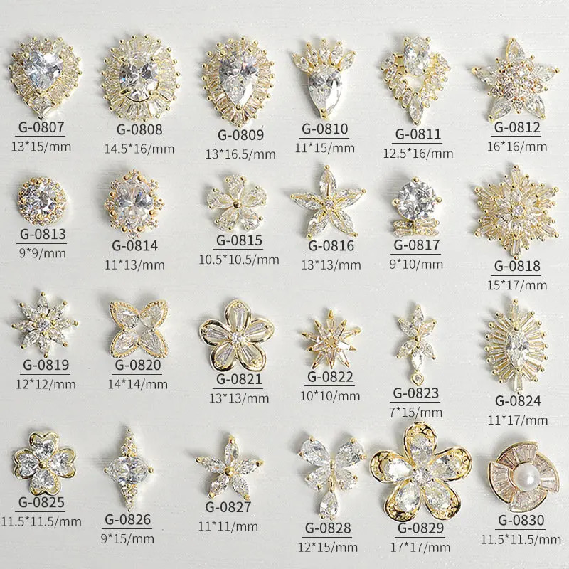 10pcs/lot Snowflake Flower Heart Drop Zircon Crystals Rhinestones Jewelry Nail Art Decorations Nails Accessories Charms Supplies 241225