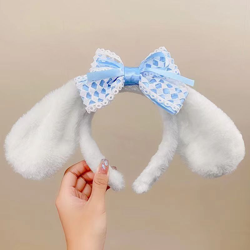 Super cute jade Guigou big ear plush headband cosplay children's butterfly bow cute face washing and hair pressing accessories
