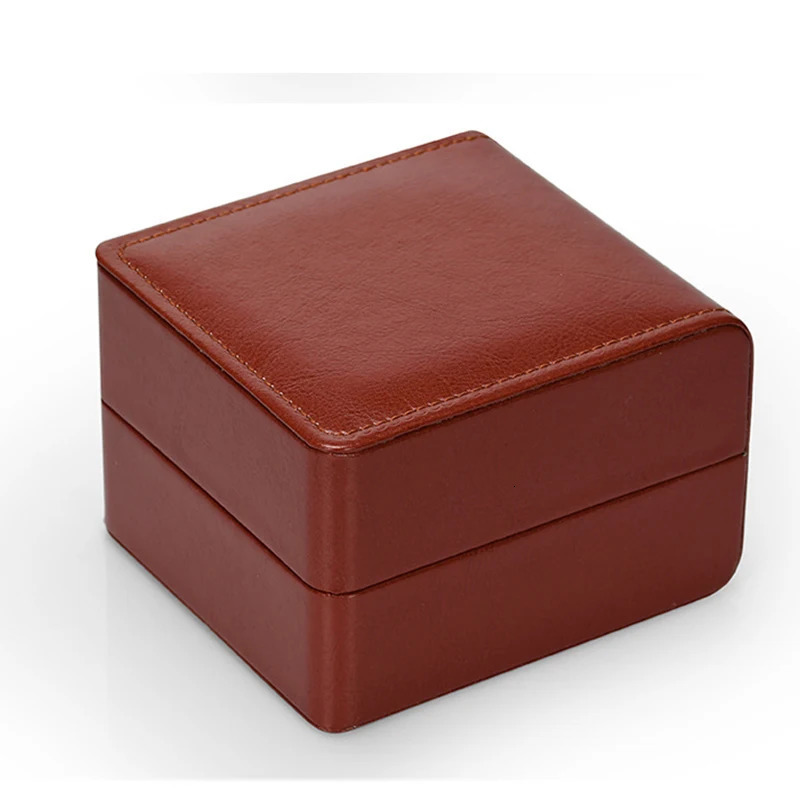 Brown Single Watch Gift Box With Pillow Pu Leather Wristwatch Display Case Organizer For Men/Women Watch Storage Gift Box 241225