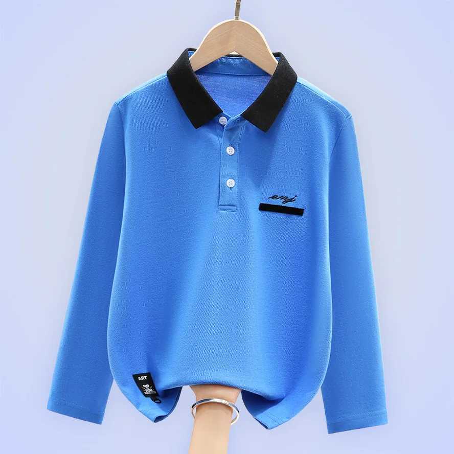 Teenager Boys Polo Shirt 2025 New Spring Autumn Kids Casual Long Sleeve Tops for School Childrens 5-14 Years ClothesXJ241225