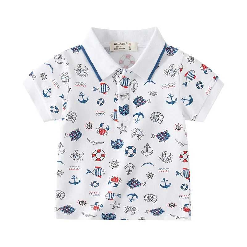 Summer New Fashion Boys Printed Short-Sleeve T-Shirt Casual Breathable Cotton Polo Shirt for kids Ages 3-8XJ241225