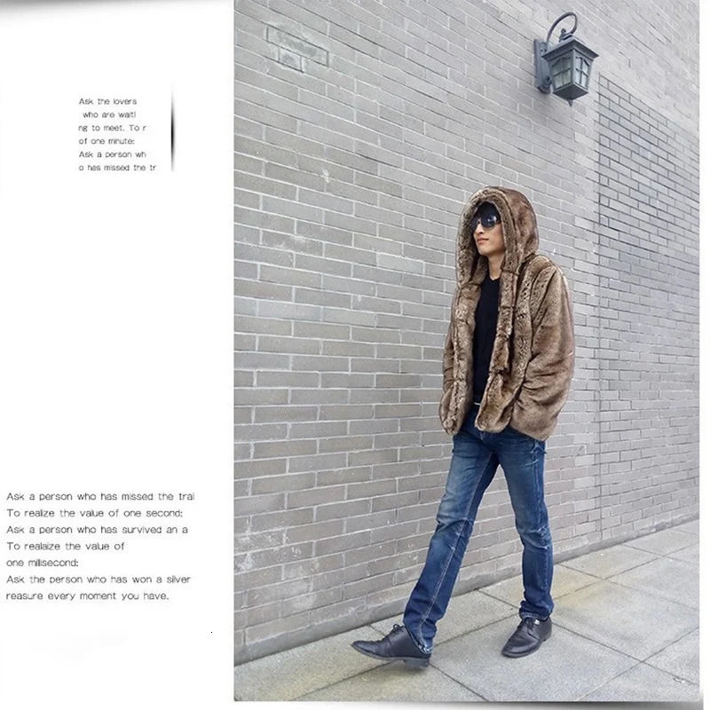 Autumn and winter mens fur coat mink with a short hat jacket European American warm code 241225