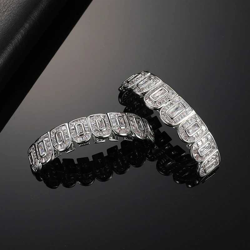 Hip Hop Full Baguette CZ Stones Teeth Grillz Cs Cubic Zircon d Out Micro Pave Top Bottom Charm Grills For Men Women JewelryXJ241225