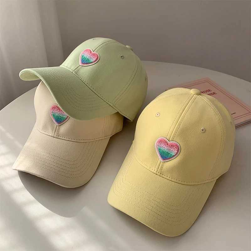RICYGVM Korean Womens Love Baseball Hat Sunshade Duck Tongue Hat Solid Color Leather Hat Girls Outdoor Sunshade Hat W241225