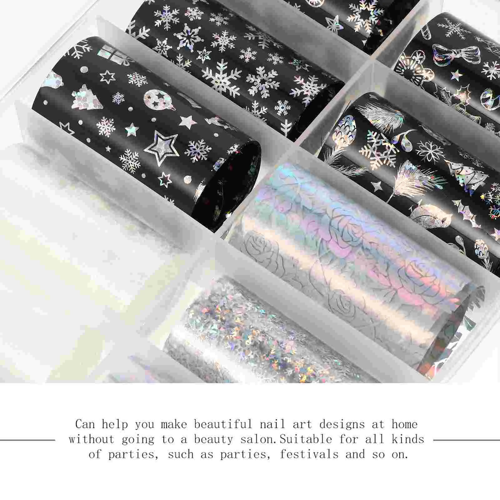 20 Rolls Christmas Nail Stickers Transfer Foil for Nails Holiday Wraps Manicure DIY Decals 241225