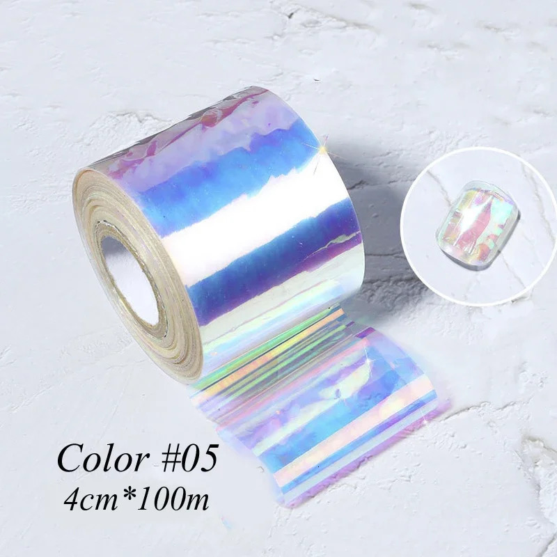 100m Aurora Nail Cellophane Foil Film Laser Clear Nail Glass Paper Korean Ice Cube Effect Nail Manicure Decoration Sticker Tool 241225