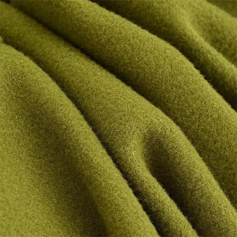 KEYANKETIAN 2024 Winter Womens Green Wool Coat Classic Fashion Double Breasted Flap Pockets Thick Long Outerwear Greatcoat 241225