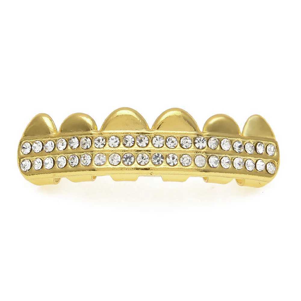 1 Set Hip Hop Teeth Grillz Gold Plated Dental Grills Rock Tooth Grillz Cs Crystal Teeth Cs Halloween Vampire Tooth GiftXJ241225